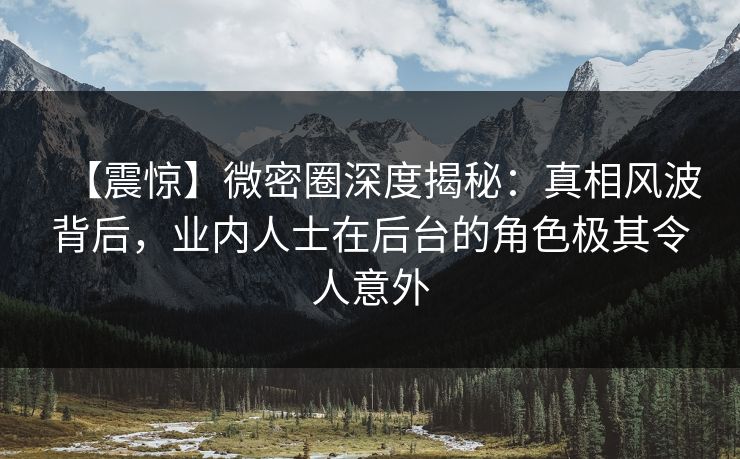 【震惊】微密圈深度揭秘：真相风波背后，业内人士在后台的角色极其令人意外