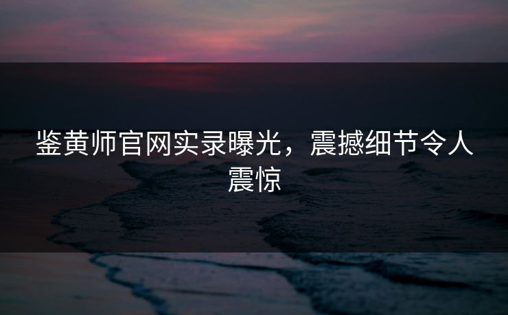 鉴黄师官网实录曝光，震撼细节令人震惊