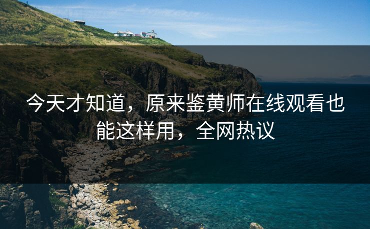 今天才知道，原来鉴黄师在线观看也能这样用，全网热议