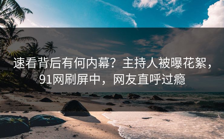 速看背后有何内幕？主持人被曝花絮，91网刷屏中，网友直呼过瘾