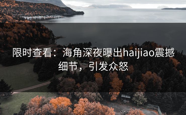 限时查看：海角深夜曝出haijiao震撼细节，引发众怒