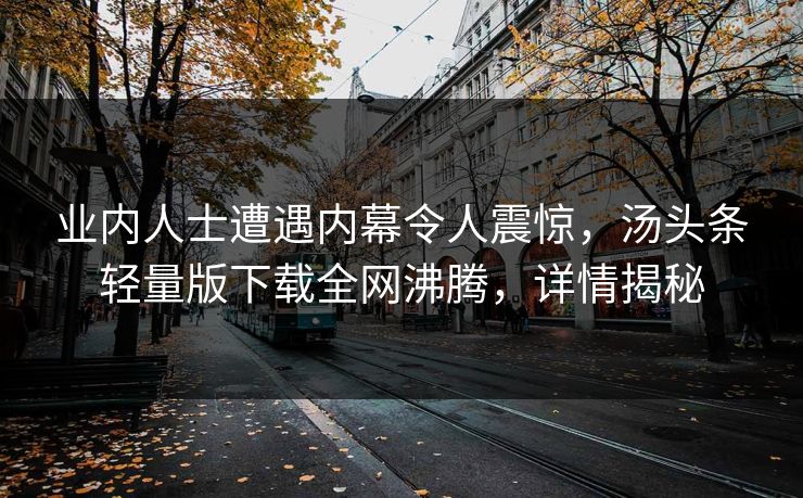 业内人士遭遇内幕令人震惊，汤头条轻量版下载全网沸腾，详情揭秘