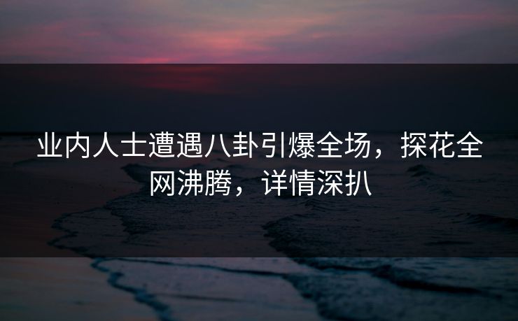 业内人士遭遇八卦引爆全场，探花全网沸腾，详情深扒
