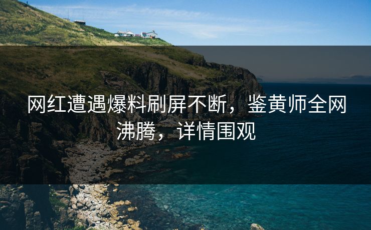 网红遭遇爆料刷屏不断，鉴黄师全网沸腾，详情围观