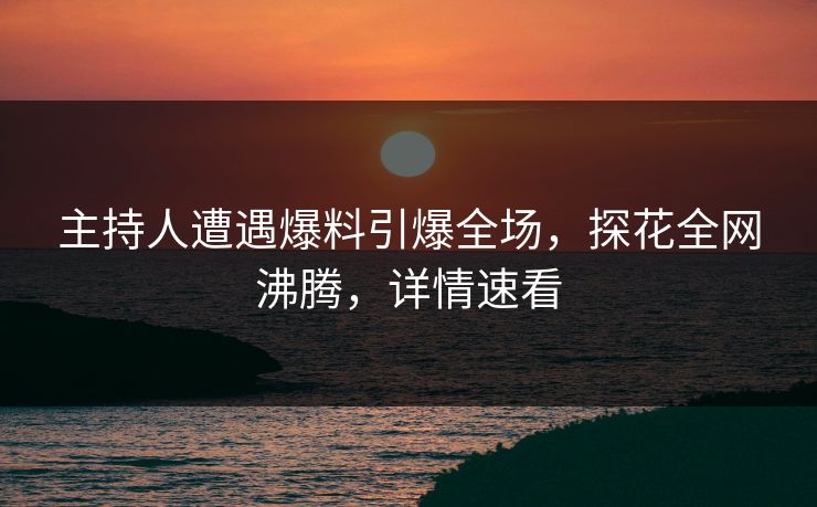 主持人遭遇爆料引爆全场，探花全网沸腾，详情速看