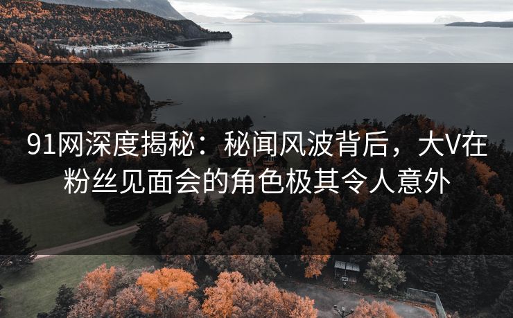 91网深度揭秘：秘闻风波背后，大V在粉丝见面会的角色极其令人意外